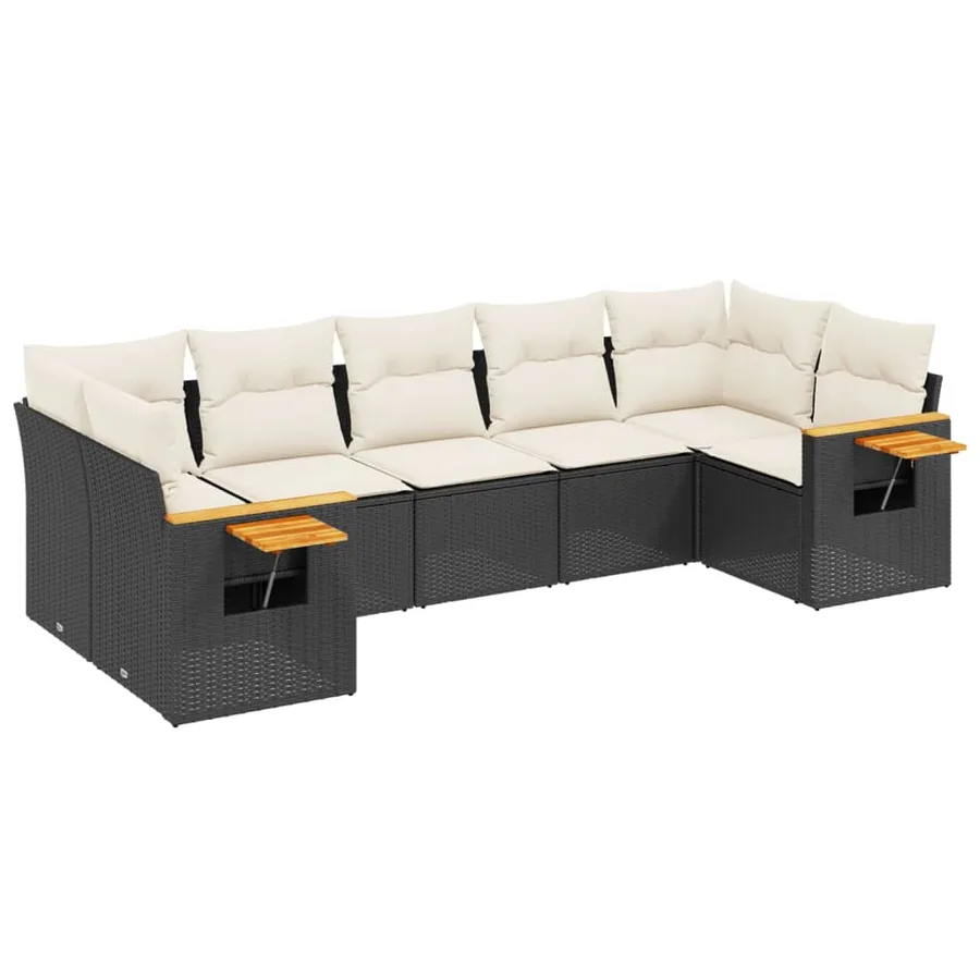 Salon de jardin 7 pcs avec coussins noir résine tressée 62 x 62 x 69 cm - 63,7 kg - 2