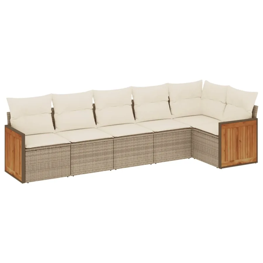 Salon de jardin avec coussins 6 pcs beige résine tressée - 2