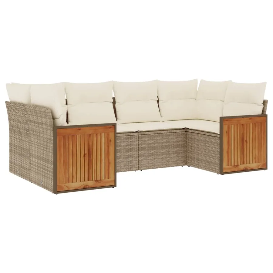 Salon de jardin avec coussins 6 pcs beige résine tressée - 2