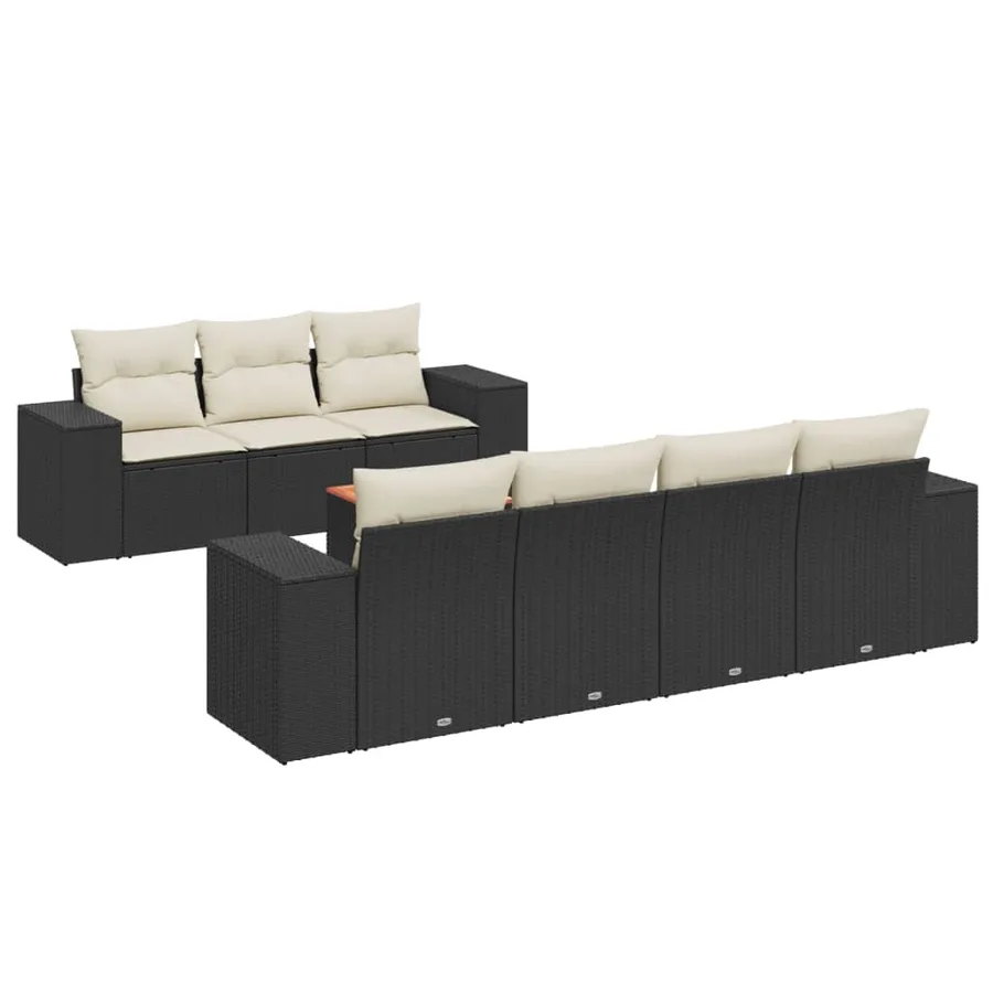 Salon de jardin 8 pcs avec coussins noir résine tressée - 2