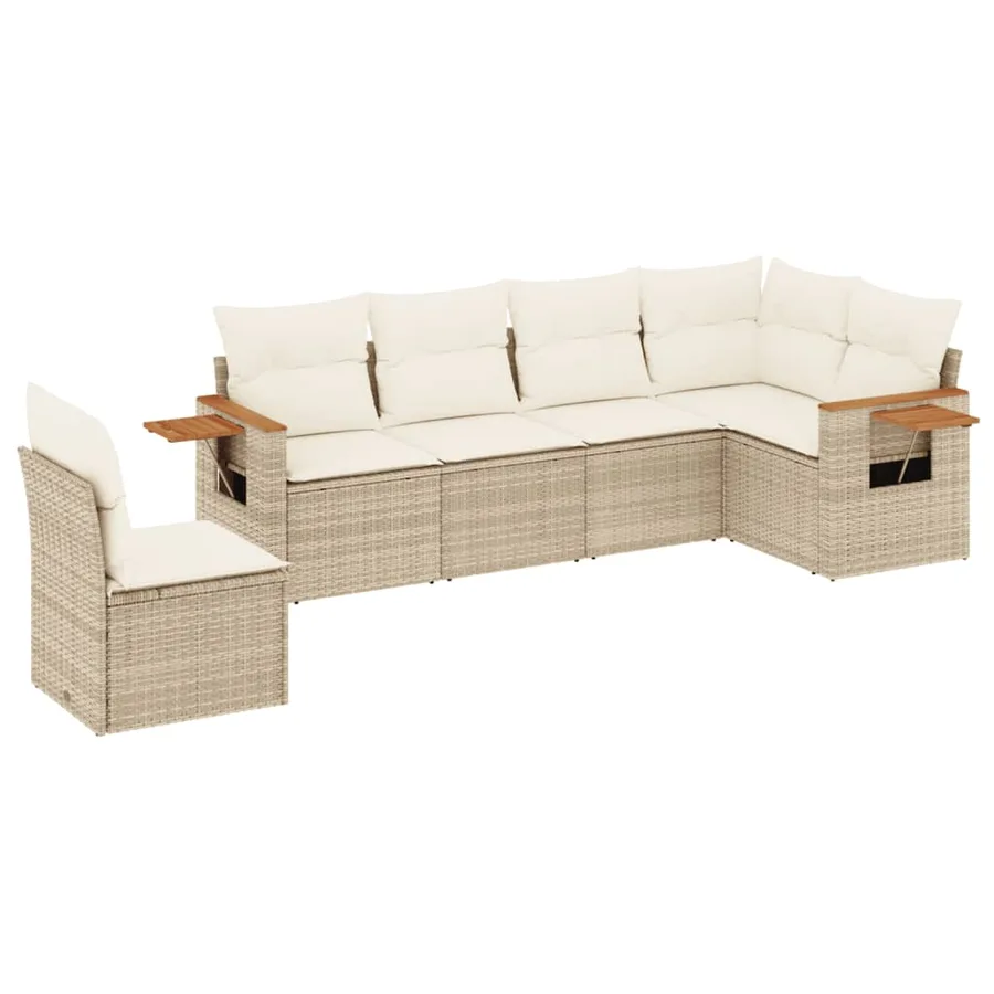 Salon de jardin avec coussins 6 pcs beige résine tressée - 2