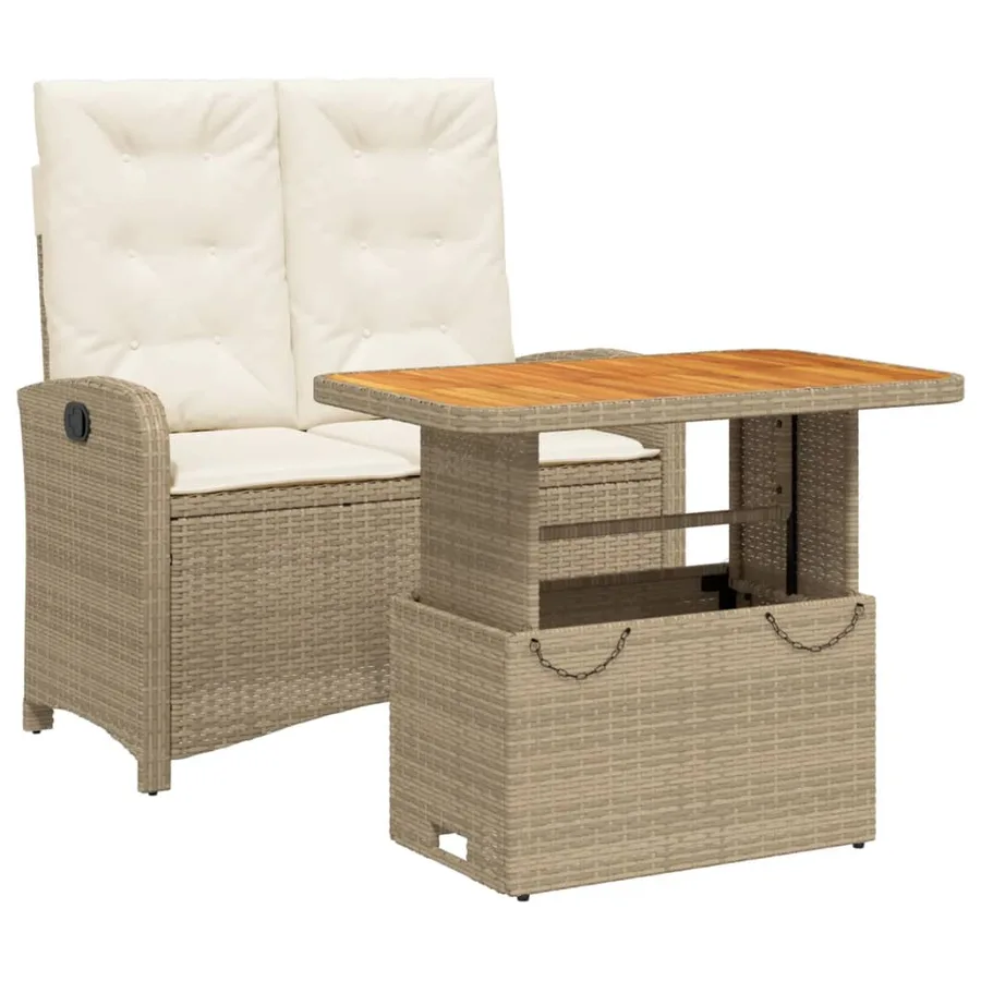 Ensemble à manger de jardin et coussins 2 pcs beige poly rotin - 2