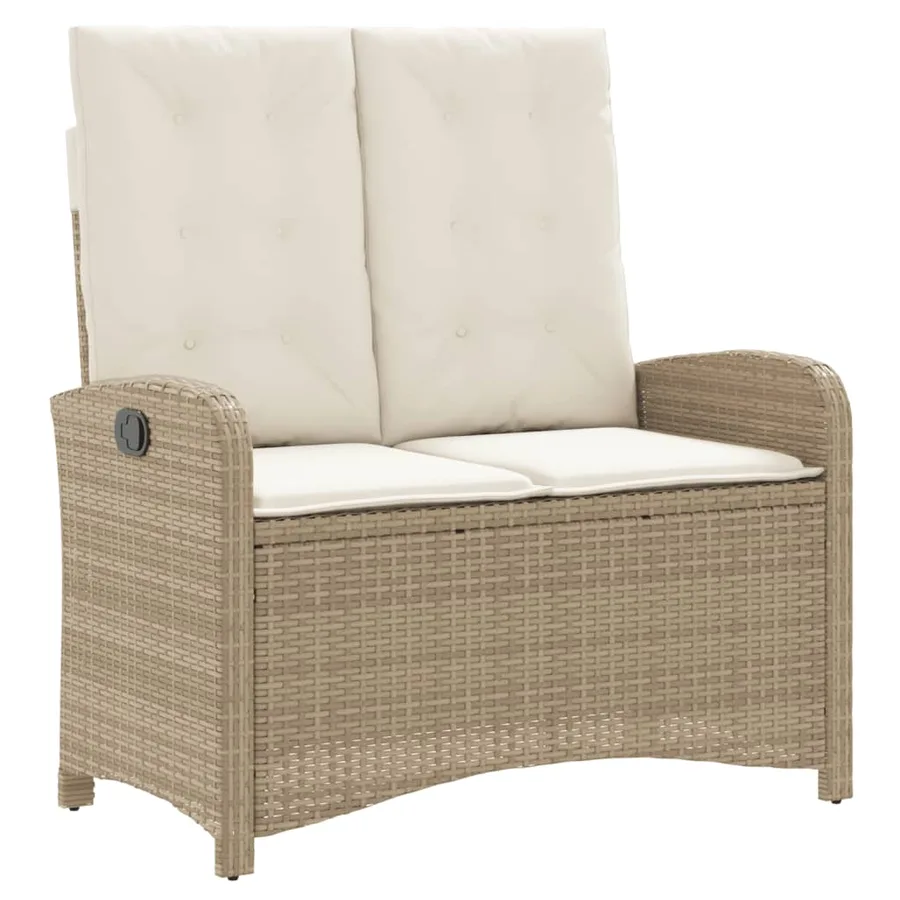 Ensemble à manger de jardin et coussins 2 pcs beige poly rotin - 4