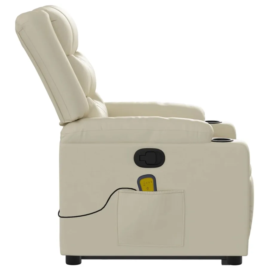 Fauteuil inclinable de massage Crème Similicuir - 10