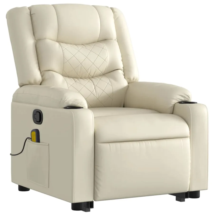 Fauteuil inclinable de massage Crème Similicuir - 4