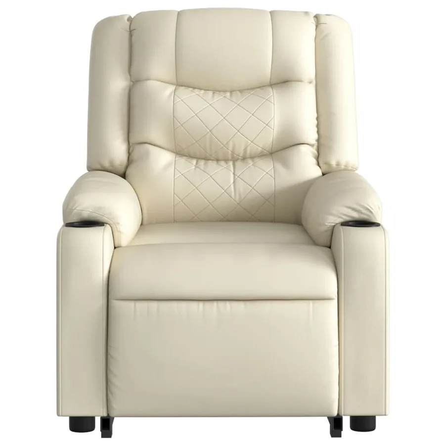 Fauteuil inclinable de massage Crème Similicuir - 9