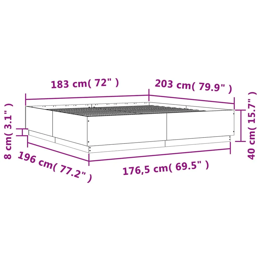 Cadre de lit avec LED sans matelas sonoma gris 180x200 cm - 14