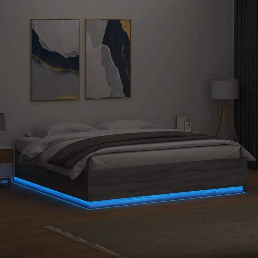 Cadre de lit avec LED sans matelas sonoma gris 180x200 cm - 4
