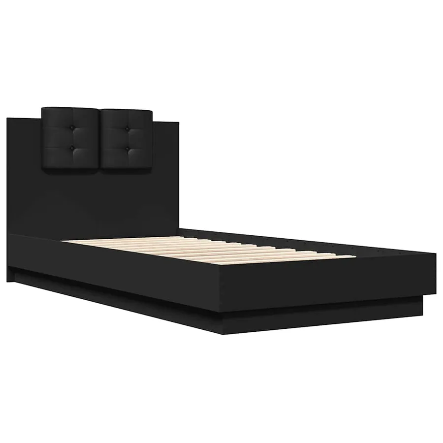 Cadre de lit sans matelas noir 75x190 cm - 3