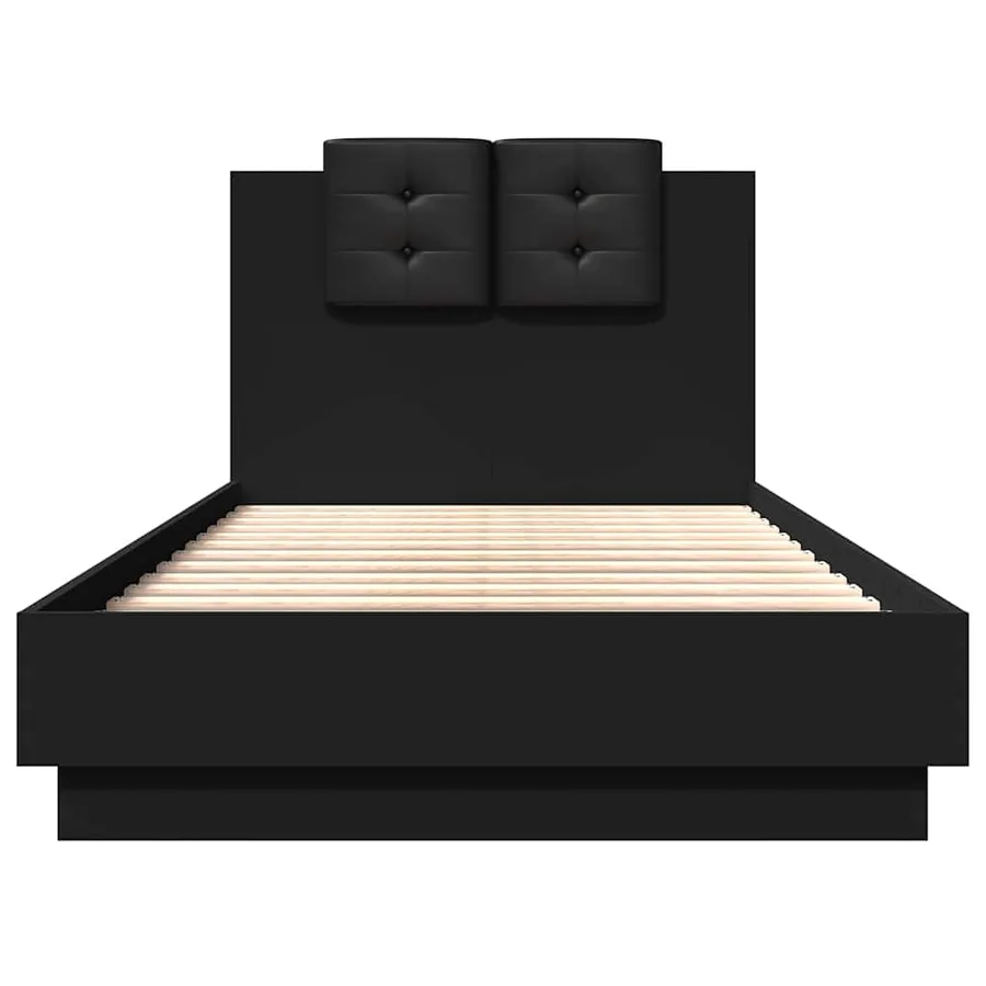 Cadre de lit sans matelas noir 75x190 cm - 4