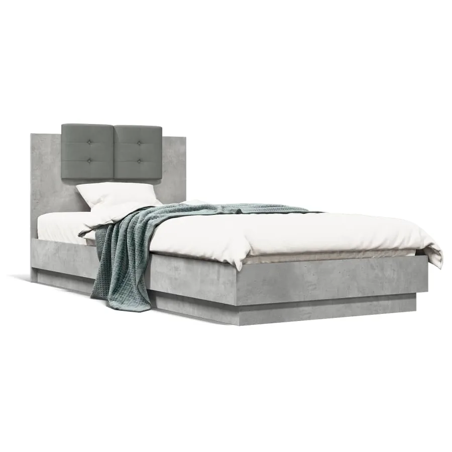 Cadre de lit sans matelas gris béton 100x200 cm - 2
