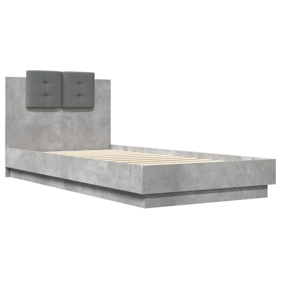Cadre de lit sans matelas gris béton 100x200 cm - 3