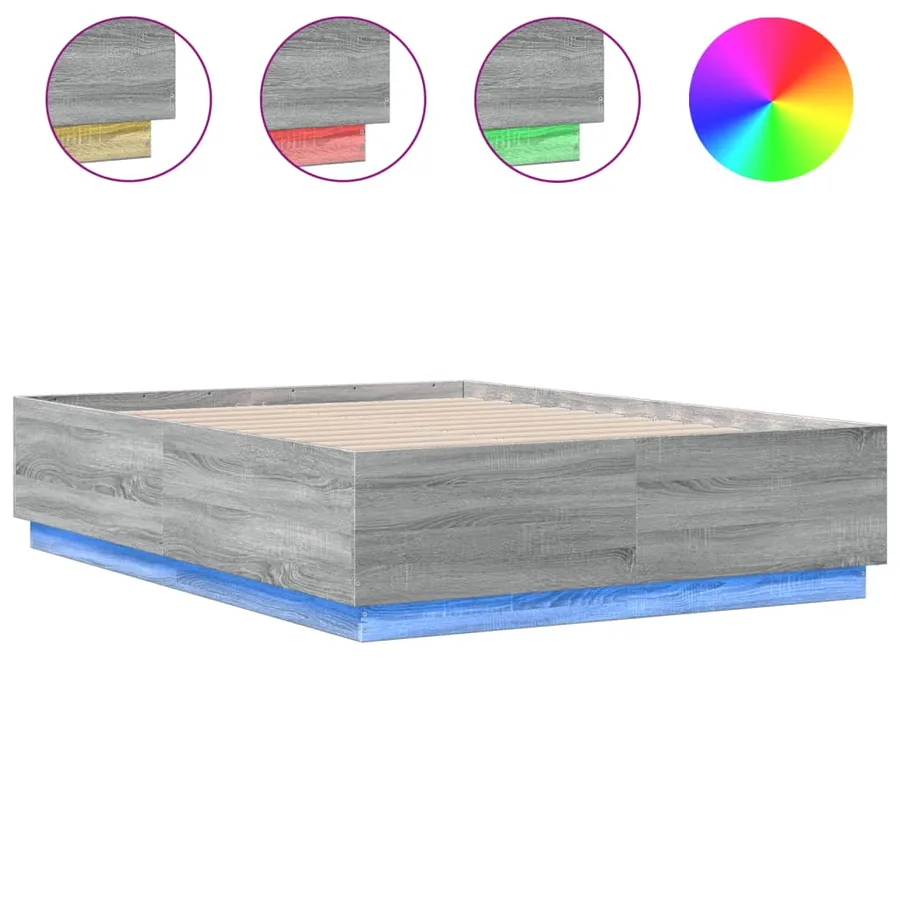 Cadre de lit avec LED sans matelas sonoma gris 120x190 cm - 2