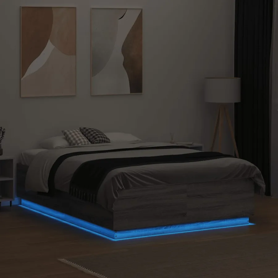 Cadre de lit avec LED sans matelas sonoma gris 120x190 cm - 4