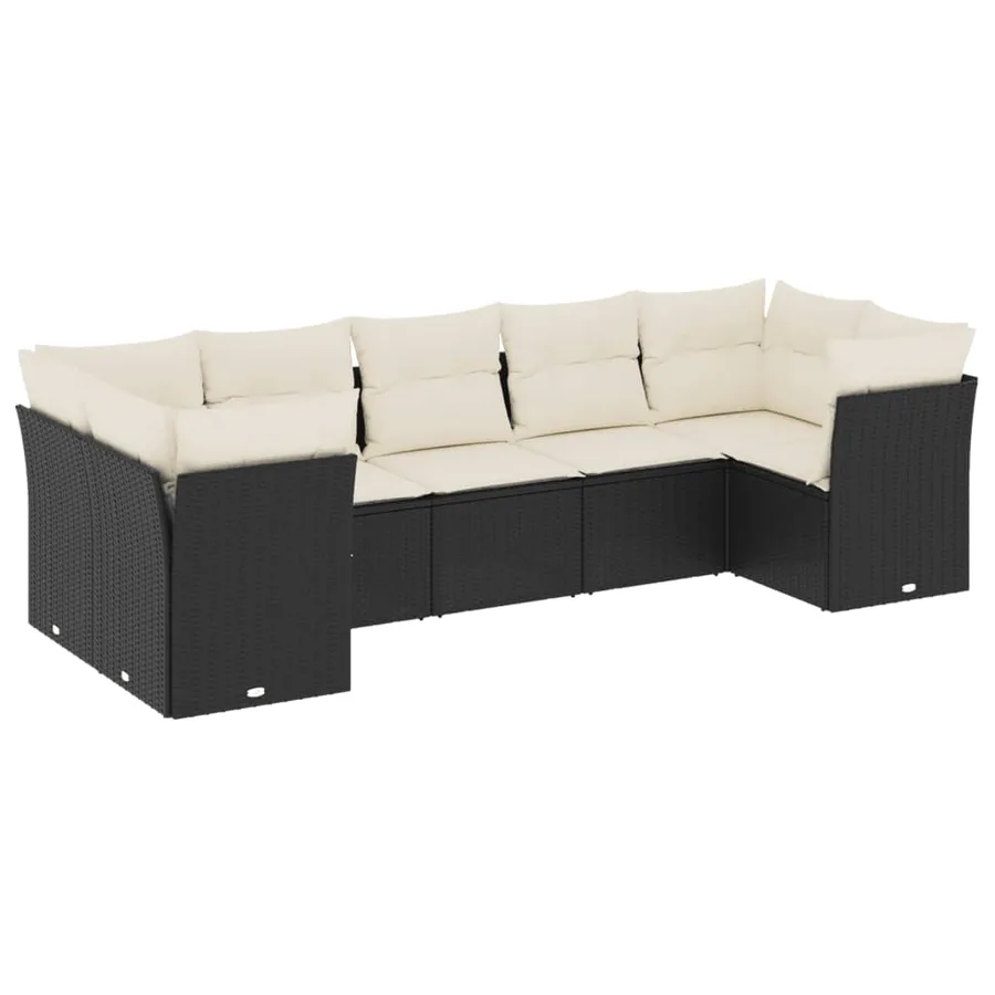 Salon de jardin 7 pcs avec coussins noir résine tressée 62 x 62 x 69 cm - 62,2 kg - 2