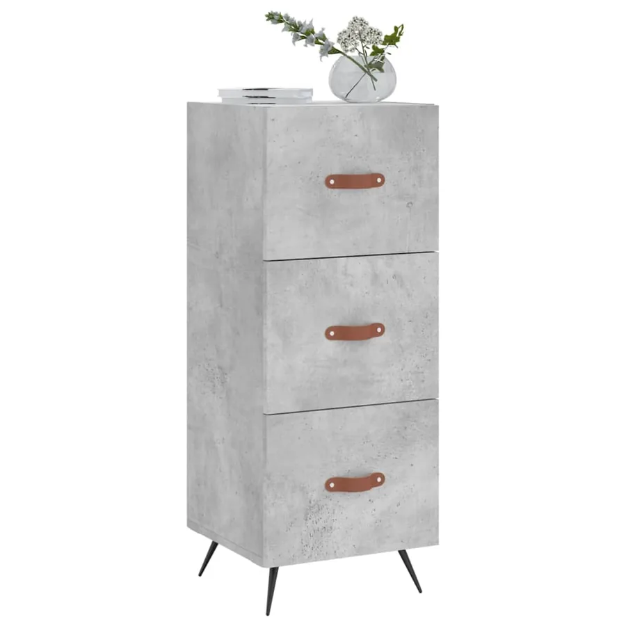 Buffet Gris béton 34,5x34x90 cm Bois d'ingénierie - 3