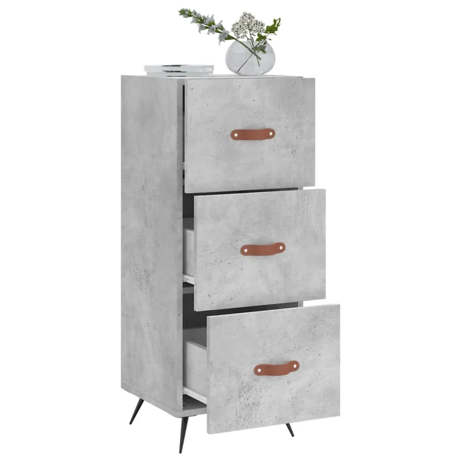 Buffet Gris béton 34,5x34x90 cm Bois d'ingénierie - 4