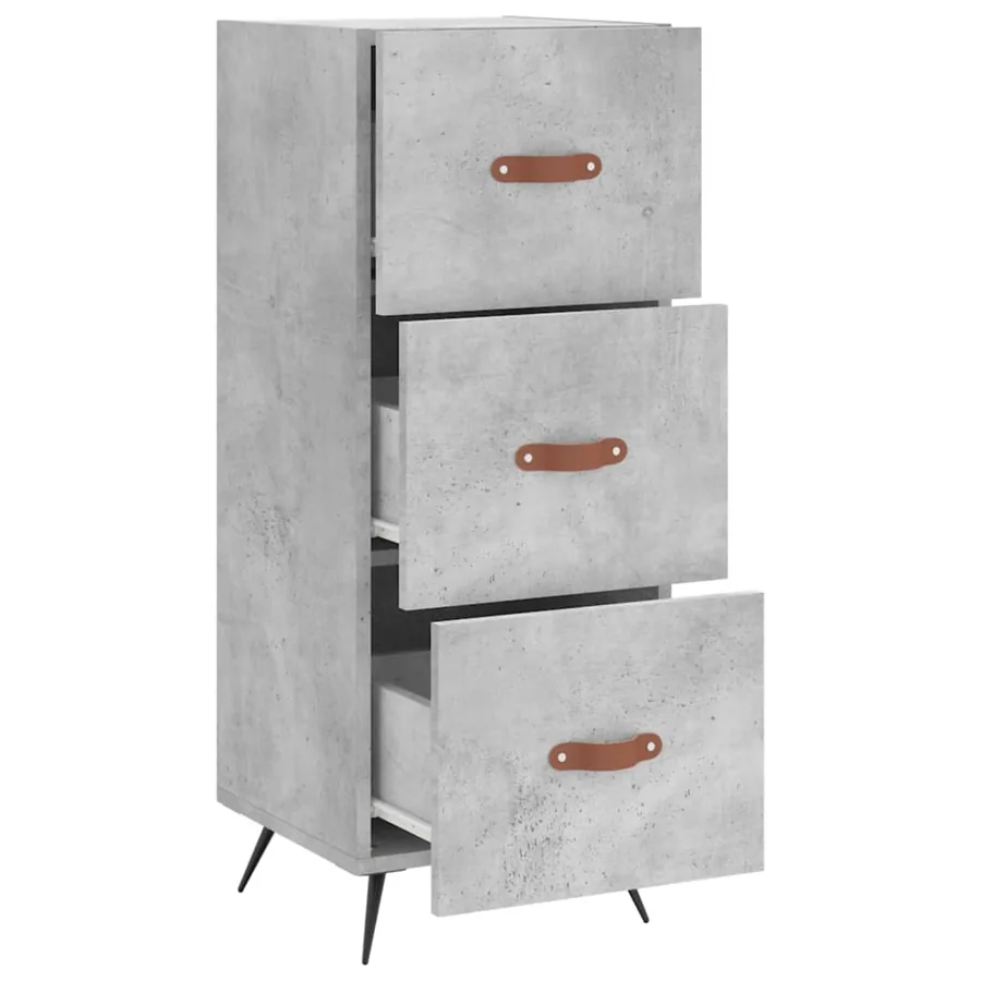 Buffet Gris béton 34,5x34x90 cm Bois d'ingénierie - 5