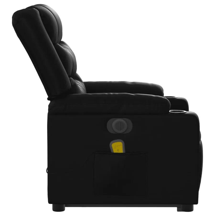 Fauteuil inclinable de massage électrique noir similicuir - 10