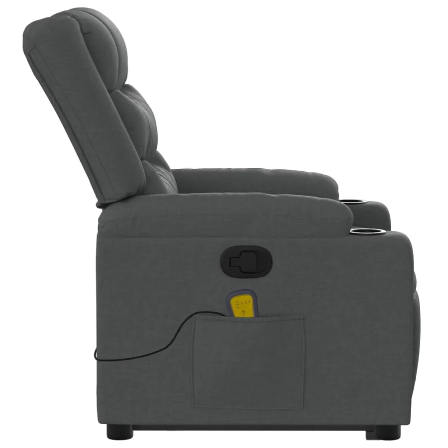 Fauteuil de massage inclinable Gris foncé Tissu - 11