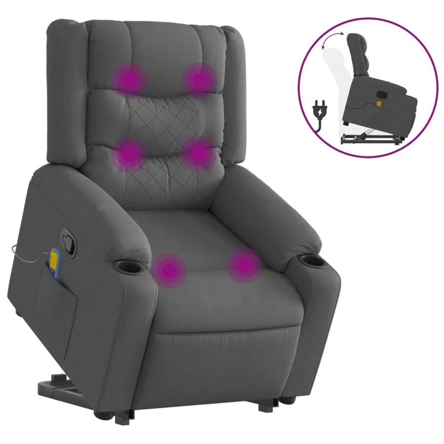 Fauteuil de massage inclinable Gris foncé Tissu - 2