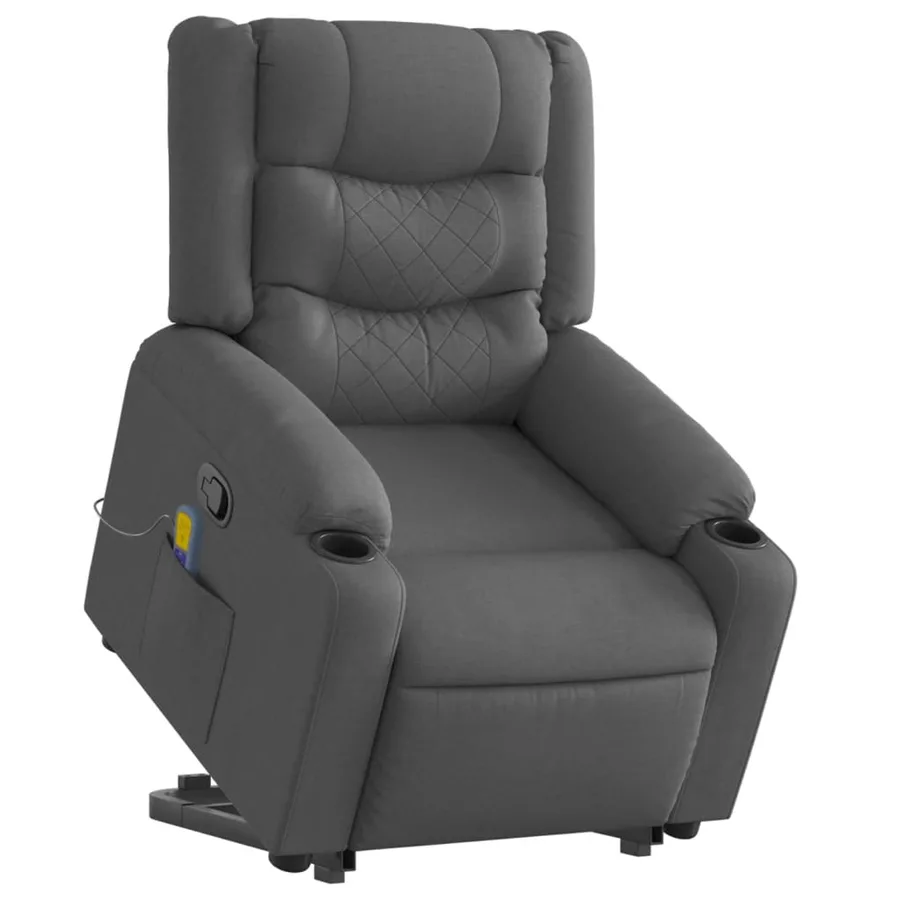 Fauteuil de massage inclinable Gris foncé Tissu - 3