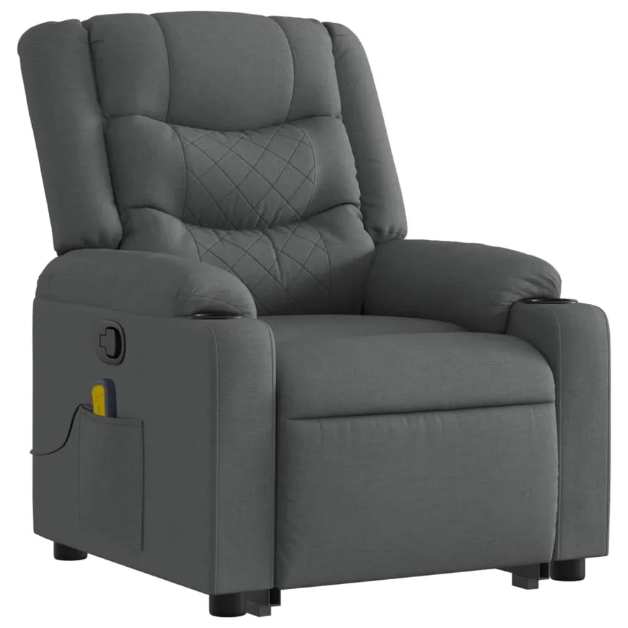 Fauteuil de massage inclinable Gris foncé Tissu - 5