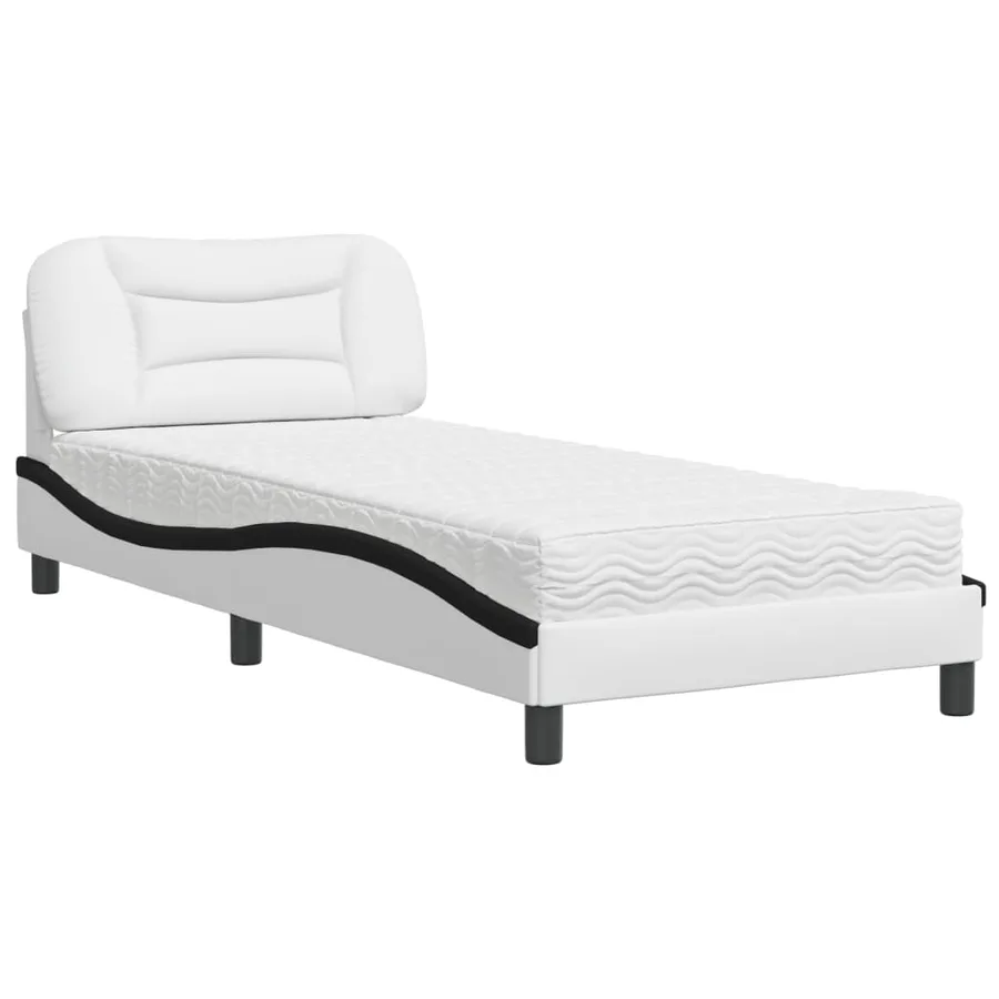 Lit avec matelas Hvar blanc et noir 90x190 cm similicuir - 2