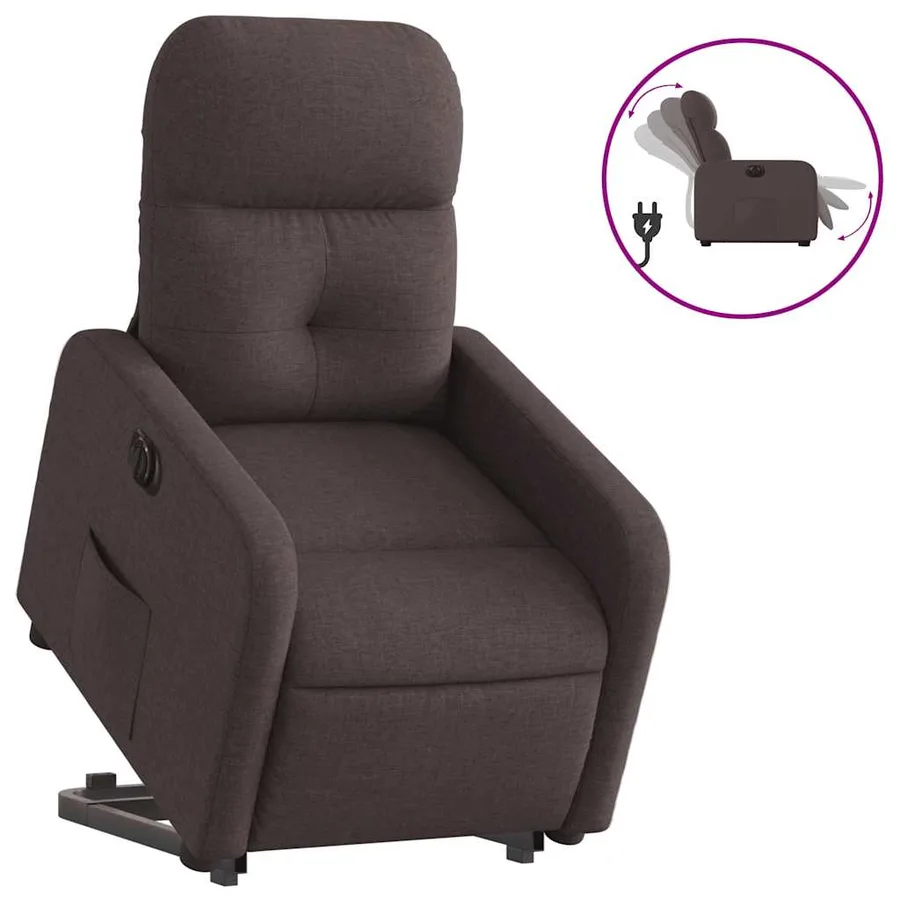 Fauteuil inclinable électrique marron foncé tissu - 2