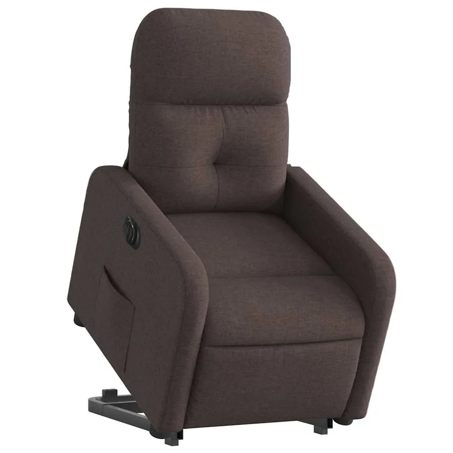 Fauteuil inclinable électrique marron foncé tissu - 3