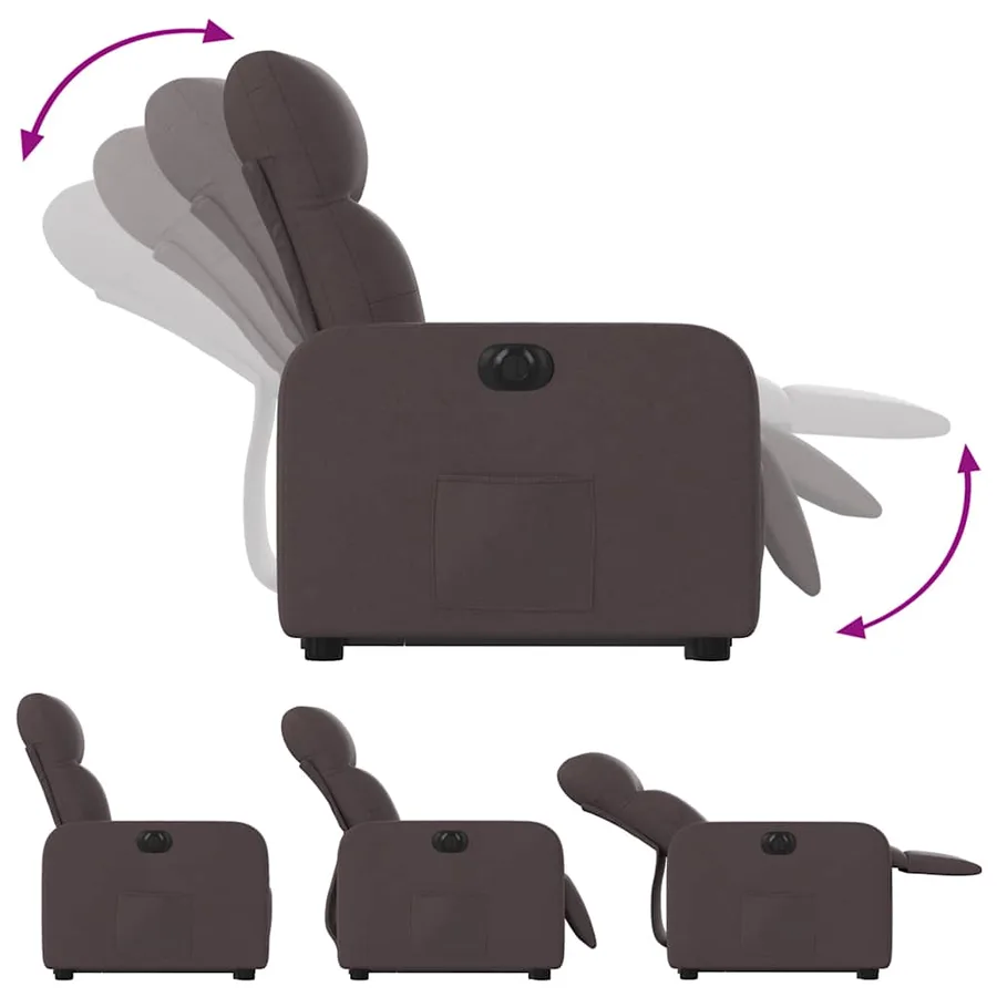Fauteuil inclinable électrique marron foncé tissu - 7