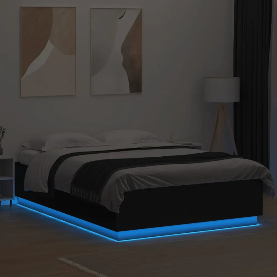 Cadre de lit avec LED sans matelas noir 150x200 cm - 3