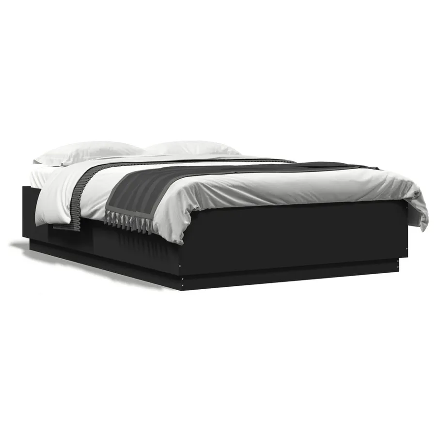 Cadre de lit avec LED sans matelas noir 150x200 cm - 4