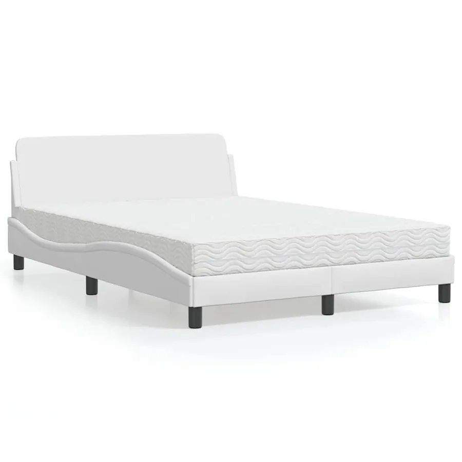 Lit avec matelas Dover blanc 120x200 cm similicuir