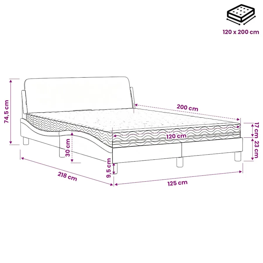 Lit avec matelas Dover blanc 120x200 cm similicuir - 9