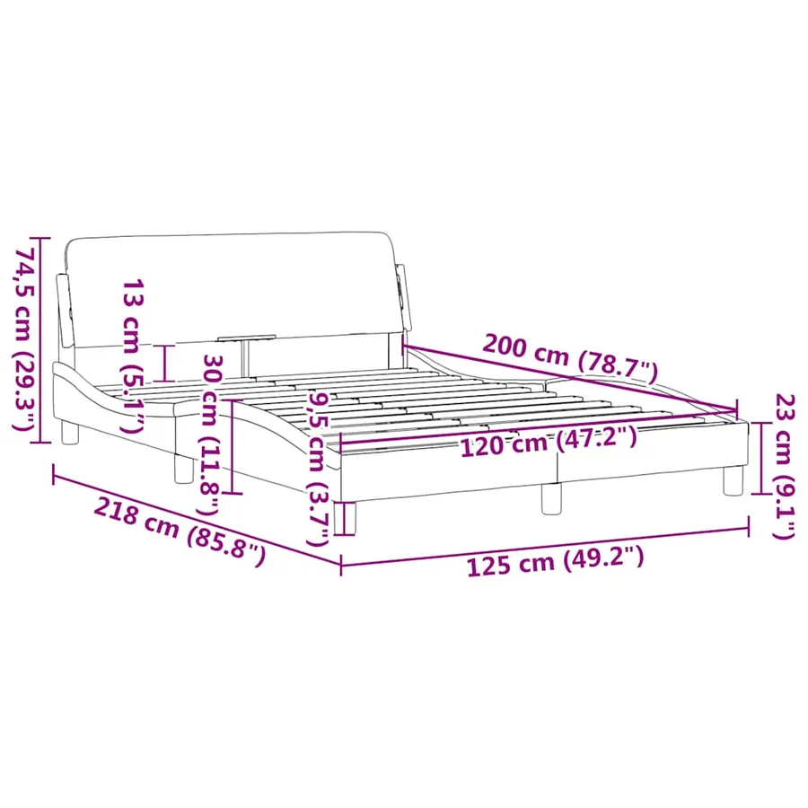 Cadre de lit Dover blanc 120x200 cm similicuir - 9