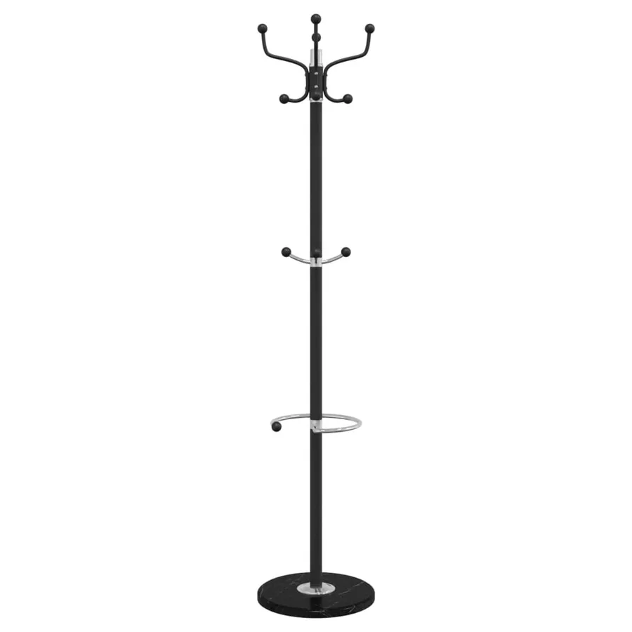 Porte-manteau avec porte-parapluie noir fer enduit de poudre - 4