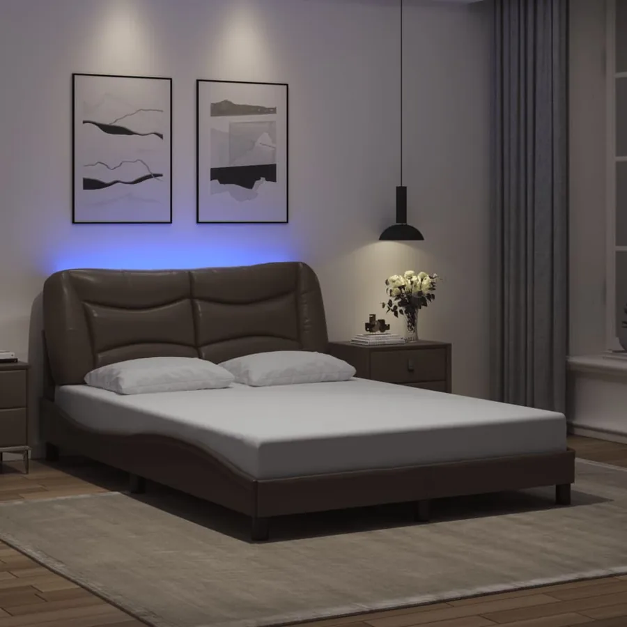 Cadre de lit avec LED sans matelas Hvar marron 120x200 cm