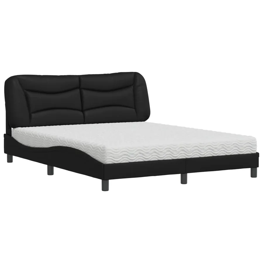 Lit avec matelas Hvar noir 160x200 cm similicuir - 2