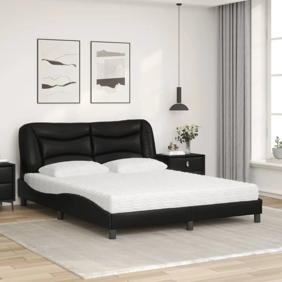 Lit avec matelas Hvar noir 160x200 cm similicuir - 3