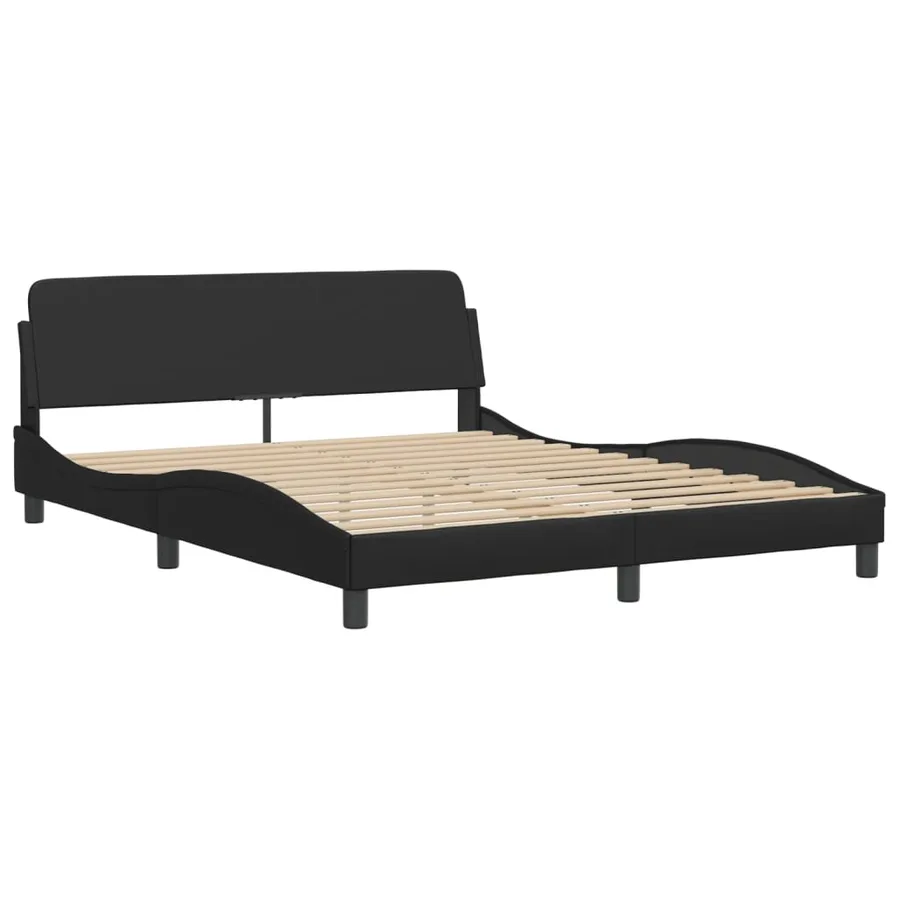 Lit avec matelas Hvar noir 160x200 cm similicuir - 4