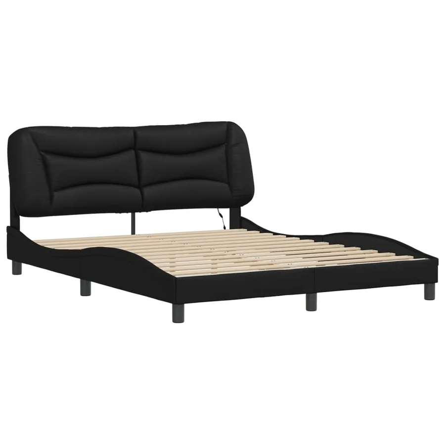 Cadre de lit avec LED sans matelas Hvar noir 160x200 cm - 3