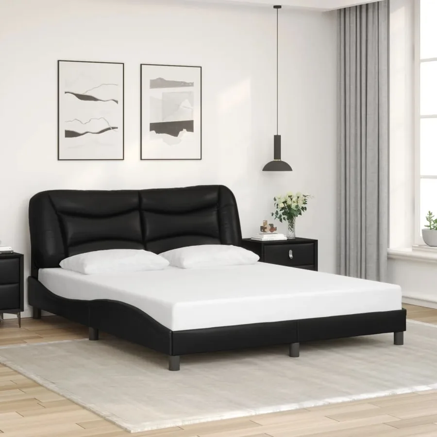 Cadre de lit avec LED sans matelas Hvar noir 160x200 cm - 4