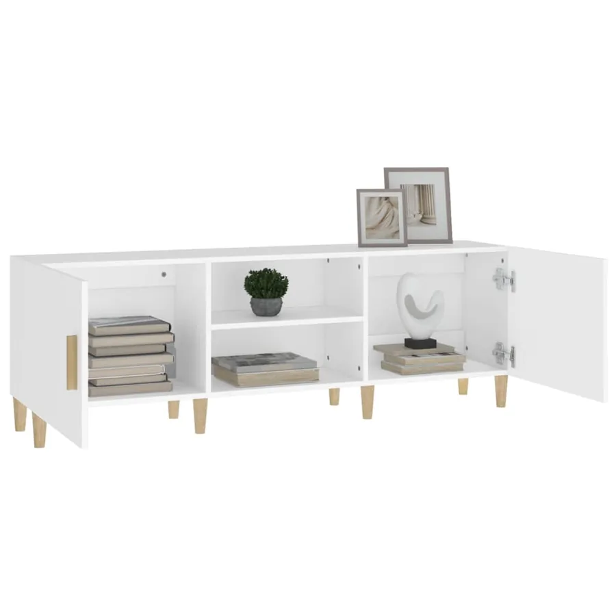 Meuble TV Blanc 150x30x50 cm Bois d'ingénierie - 4