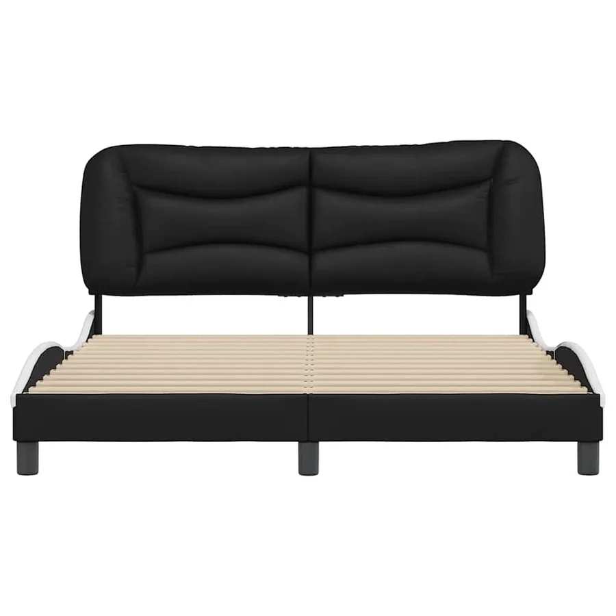Cadre de lit sans matelas Hvar noir et blanc 160x200 cm similicuir - 4