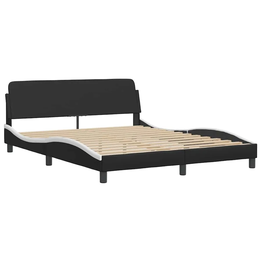 Cadre de lit sans matelas Hvar noir et blanc 160x200 cm similicuir - 5