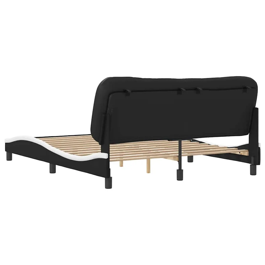 Cadre de lit sans matelas Hvar noir et blanc 160x200 cm similicuir - 6