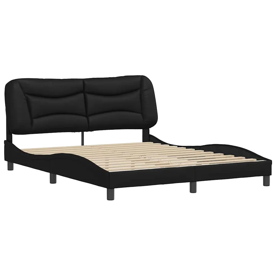 Cadre de lit sans matelas Hvar noir 160x200 cm similicuir - 3