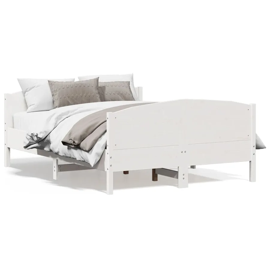 Cadre de lit sans matelas blanc 140x190 cm bois de pin massif - 2