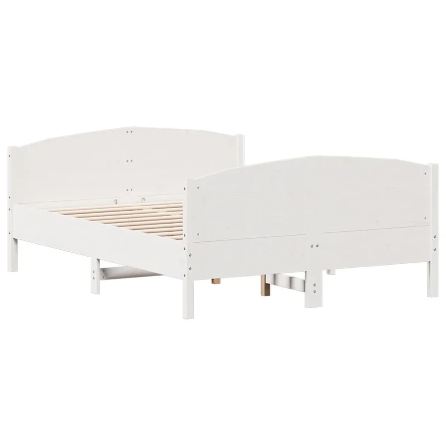 Cadre de lit sans matelas blanc 140x190 cm bois de pin massif - 3